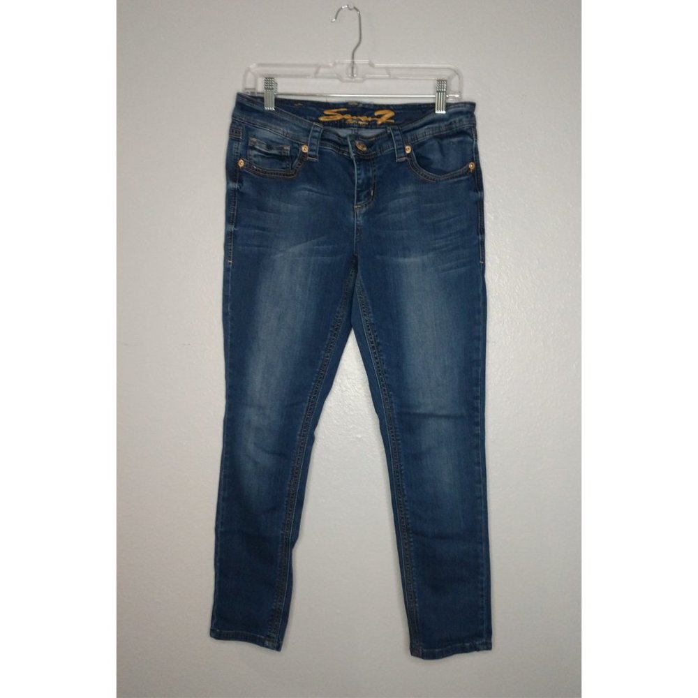 Seven7 Womens Size 8 Medium Wash Crop Ankle Skinny Jeans Crop Stretch